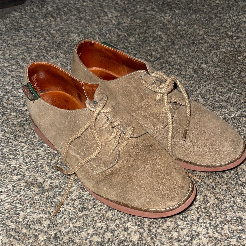 Bass Tan Suede Lace-Up Oxfords